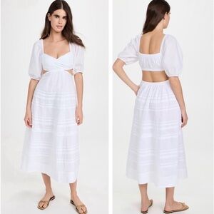 STAUD White Cutout Midi Dress